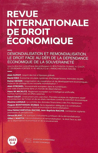 Couverture de la "Revue internationale de droit économique"