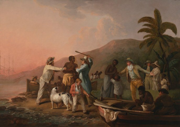 Peinture de George Morland intitulée "Slave Trade (Execrable Human Traffick, or The Affectionate Slaves)"